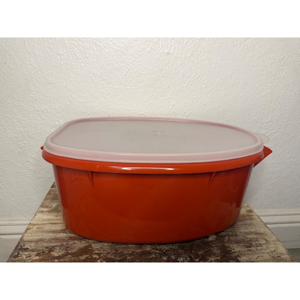 Vintage Tupperware 487 Roast Ham Flavor Saver Container 3 Pc Set Paprika Red 80s